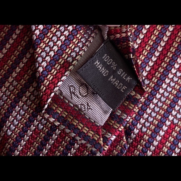 🌿SALE🌿 TESORO ROSSO Uomo Moda Burgundy/Silver Silk tie - Picture 7 of 9